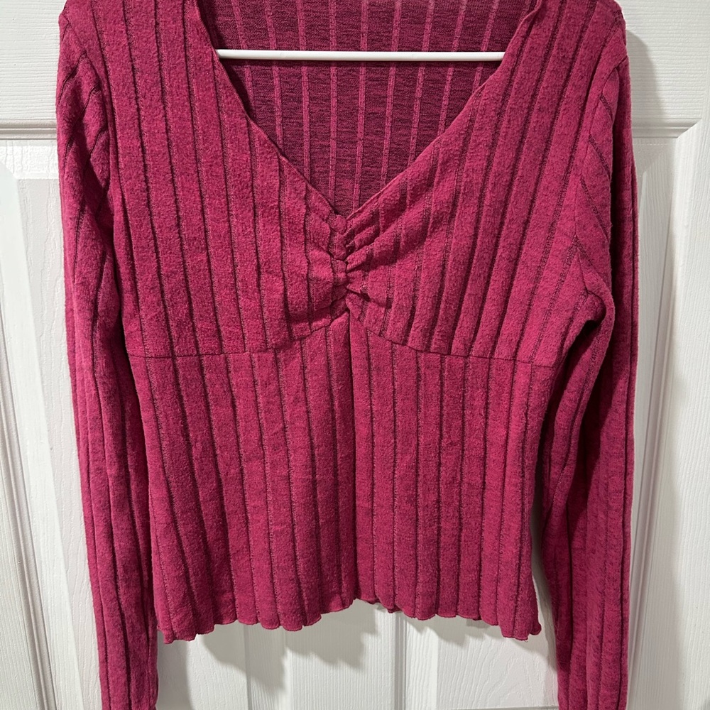 SHEIN Pink Ribbed Knit Top -L